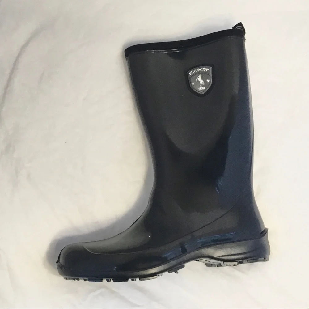 Kamik 1898 MID CALF BLACK RAIN BOOTS SIZE 8
